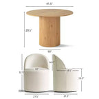 Ensemble de salle à manger 4 personnes, chaises baquets rembourrées avec roulettes et table ronde à pied central pour cuisine ou coin petit-déjeuner-Panipeachy