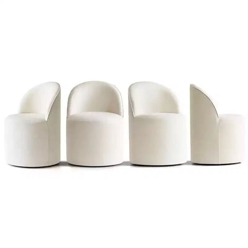 Ensemble de salle à manger 4 personnes, chaises baquets rembourrées avec roulettes et table ronde à pied central pour cuisine ou coin petit-déjeuner-Panipeachy