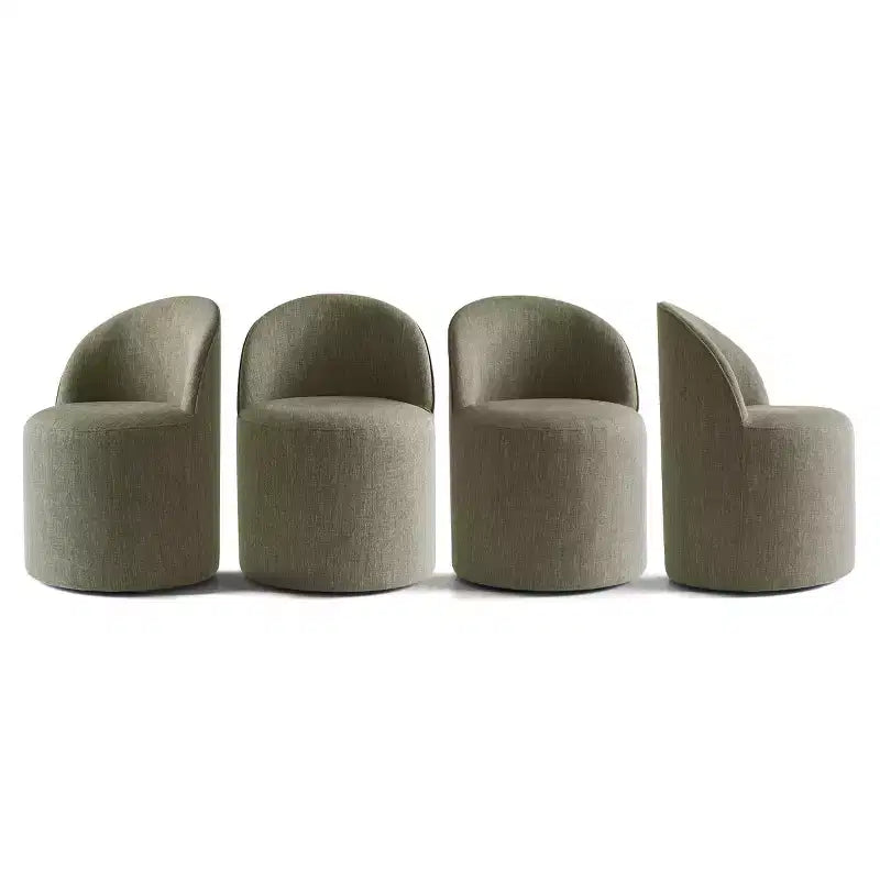 Ensemble de salle à manger 4 personnes, chaises baquets rembourrées avec roulettes et table ronde à pied central pour cuisine ou coin petit-déjeuner-Panipeachy