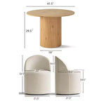 Ensemble de salle à manger 4 personnes, chaises baquets rembourrées avec roulettes et table ronde à pied central pour cuisine ou coin petit-déjeuner-Panipeachy