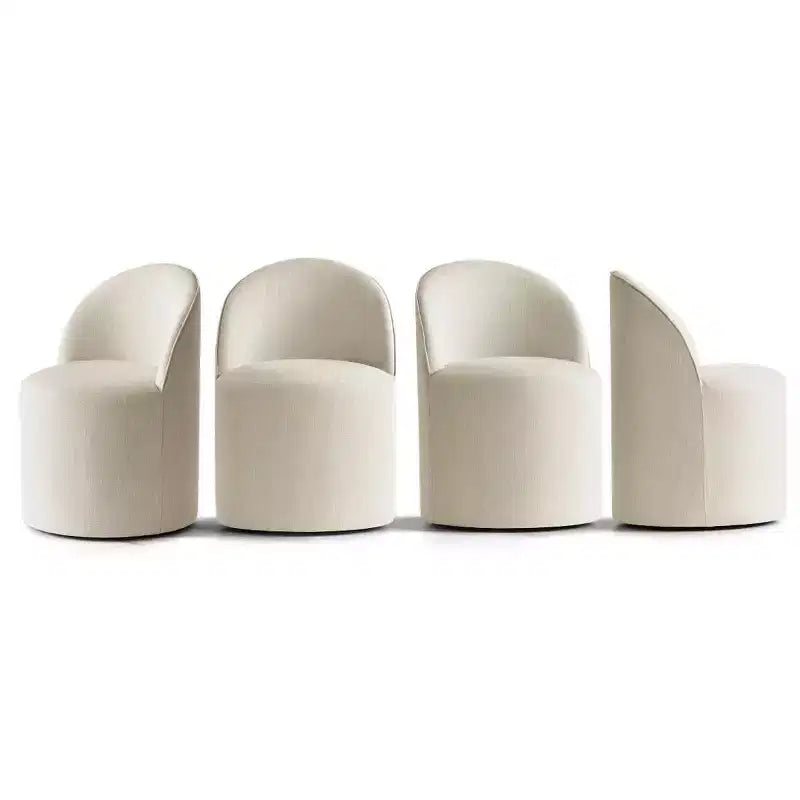 Ensemble de salle à manger 4 personnes, chaises baquets rembourrées avec roulettes et table ronde à pied central pour cuisine ou coin petit-déjeuner-Panipeachy