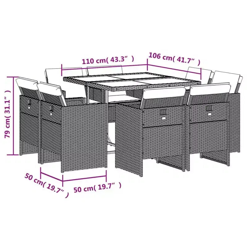 vidaXL Ensemble de salle à manger d'extérieur, 12 pcs