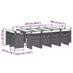 vidaXL Ensemble de salle à manger d'extérieur, 12 pcs
