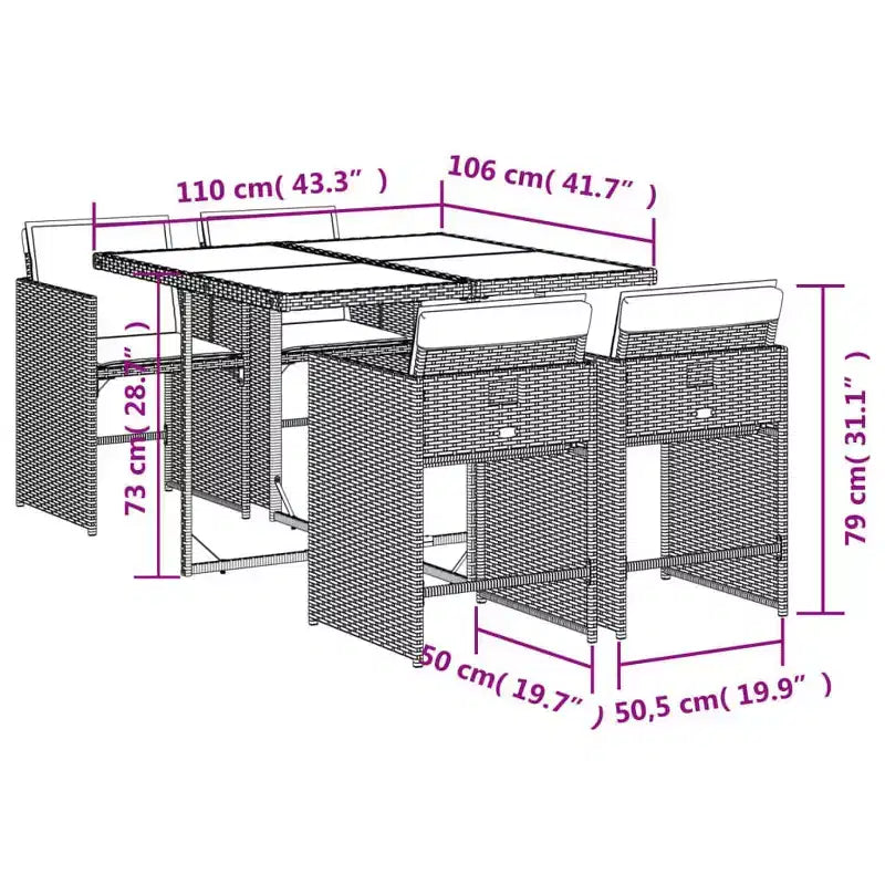 vidaXL Ensemble de salle à manger d'extérieur 10 personnes Rotin PE 11 pièces Pliable