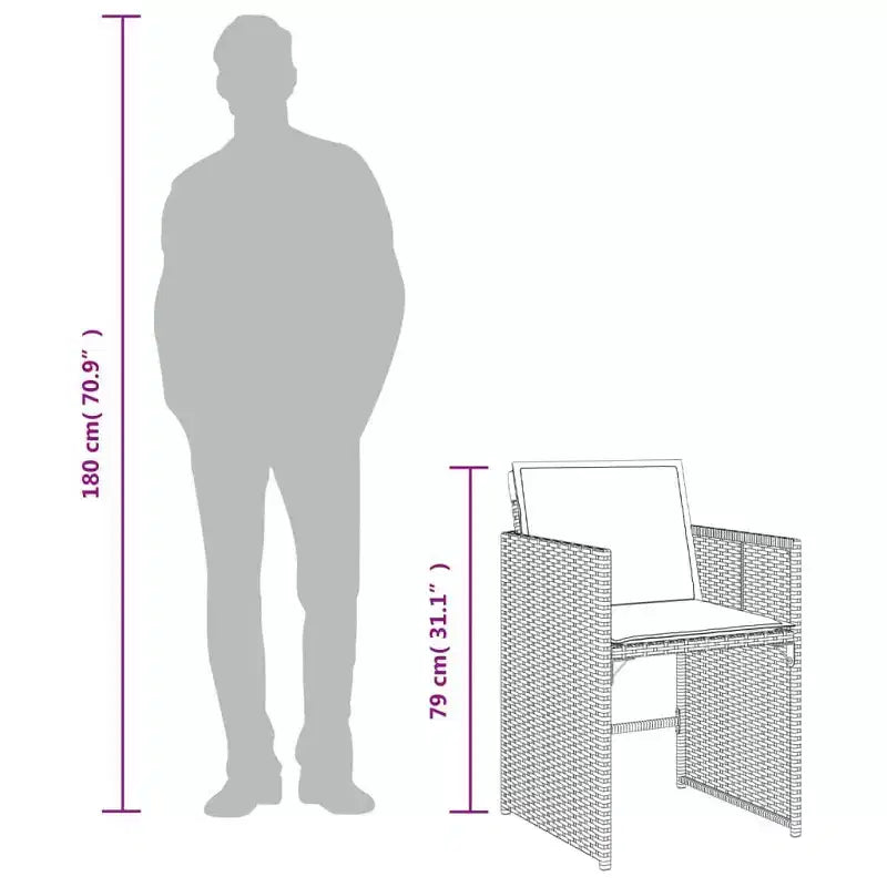 vidaXL Ensemble de salle à manger d'extérieur 10 personnes Rotin PE 11 pièces Pliable