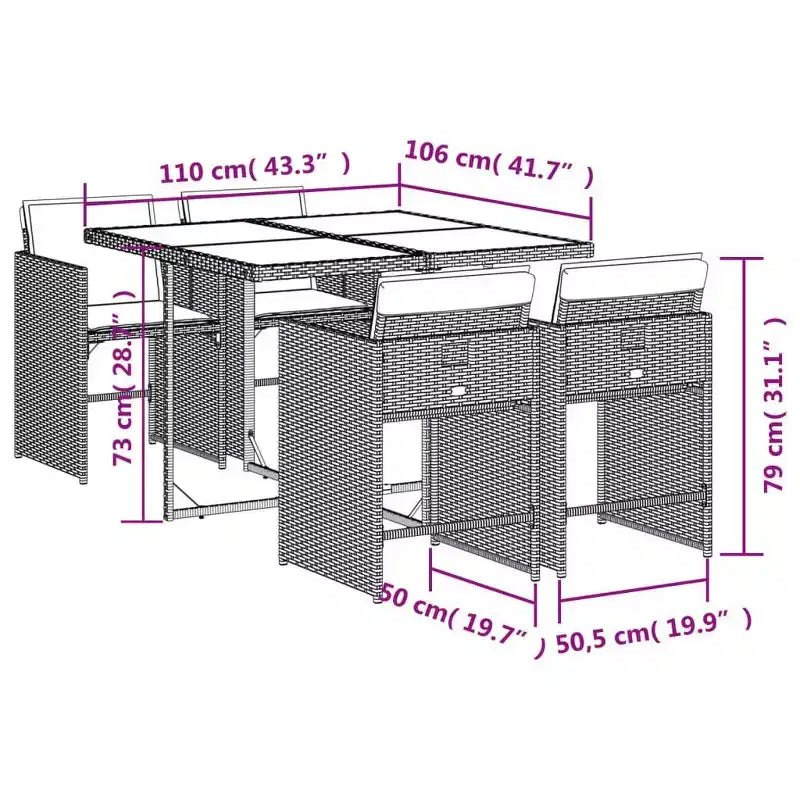 vidaXL Ensemble de salle à manger d'extérieur 10 personnes Rotin PE 11 pièces Pliable