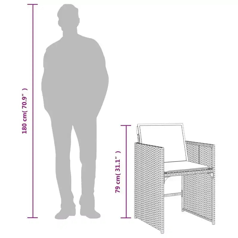 vidaXL Ensemble de salle à manger d'extérieur 10 personnes Rotin PE 11 pièces Pliable