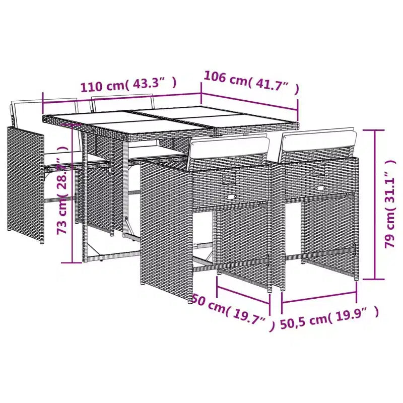 vidaXL Ensemble de salle à manger d'extérieur 10 personnes Rotin PE 11 pièces Pliable