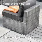 HOMLUX Salon de conversation 7 pièces pour patio, ensemble de canapés modulaires d'extérieur pour terrasse, jardin, balcon, bord de piscine
