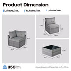 HOMLUX Salon de conversation 7 pièces pour patio, ensemble de canapés modulaires d'extérieur pour terrasse, jardin, balcon, bord de piscine