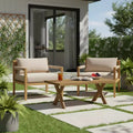 Christopher Knight Home Hyunsik Modern Patio Acacia Wood Seating Set with 2 Chairs and Hand Crafted Coffee Table