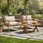 Christopher Knight Home Hyunsik Ensemble de sièges modernes pour patio en bois d'acacia avec 2 chaises et table basse artisanale