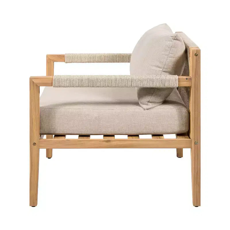 Christopher Knight Home Hyunsik Ensemble de sièges modernes pour patio en bois d'acacia avec 2 chaises et table basse artisanale