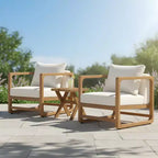 Christopher Knight Home Genevieve Ensemble de 3 pièces de patio en bois d'acacia avec coussin et table à lattes, sièges surdimensionnés