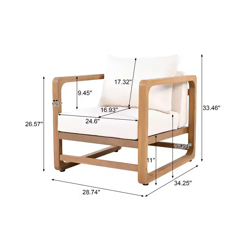 Christopher Knight Home Genevieve Ensemble de 3 pièces de patio en bois d'acacia avec coussin et table à lattes, sièges surdimensionnés