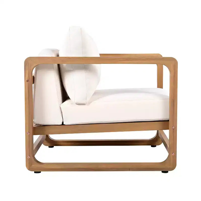 Christopher Knight Home Genevieve Ensemble de 3 pièces de patio en bois d'acacia avec coussin et table à lattes, sièges surdimensionnés