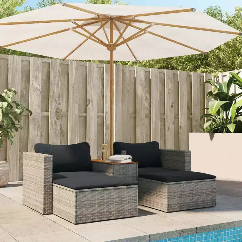 vidaXL Ensemble de canapés de jardin avec coussins 5 pièces en rotin synthétique et acacia