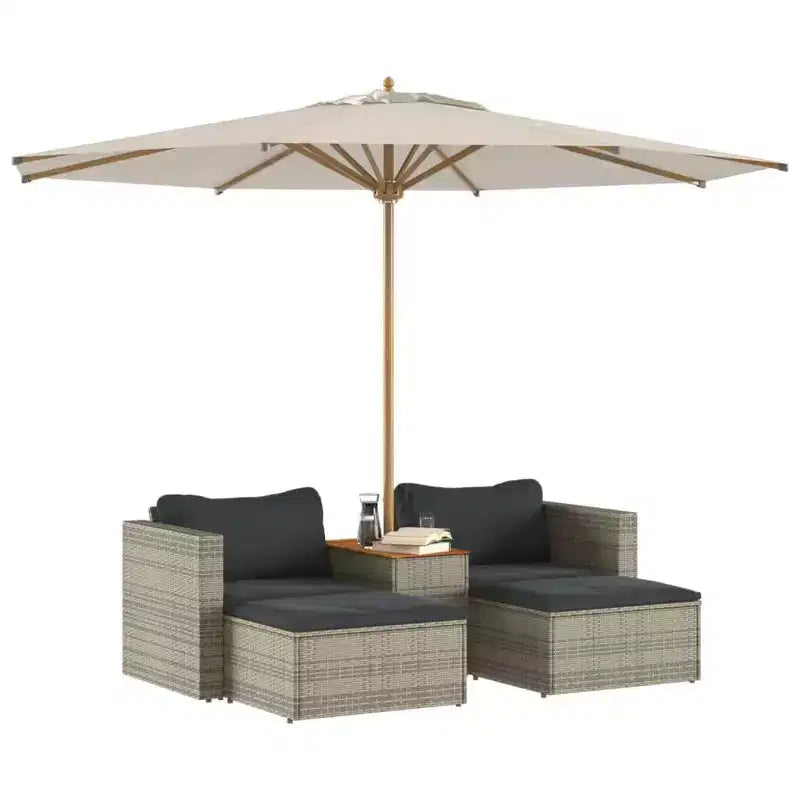vidaXL Ensemble de canapés de jardin avec coussins 5 pièces en rotin synthétique et acacia