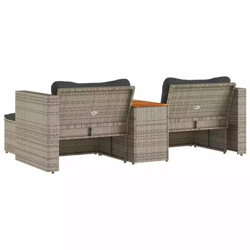 vidaXL Ensemble de canapés de jardin avec coussins 5 pièces en rotin synthétique et acacia