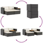 vidaXL Ensemble de canapés de jardin avec coussins 5 pièces en rotin synthétique et acacia