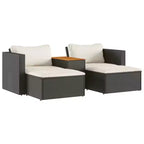 vidaXL Patio Sofa Set with Cushions Garden 5 Piece Poly Rattan Acacia