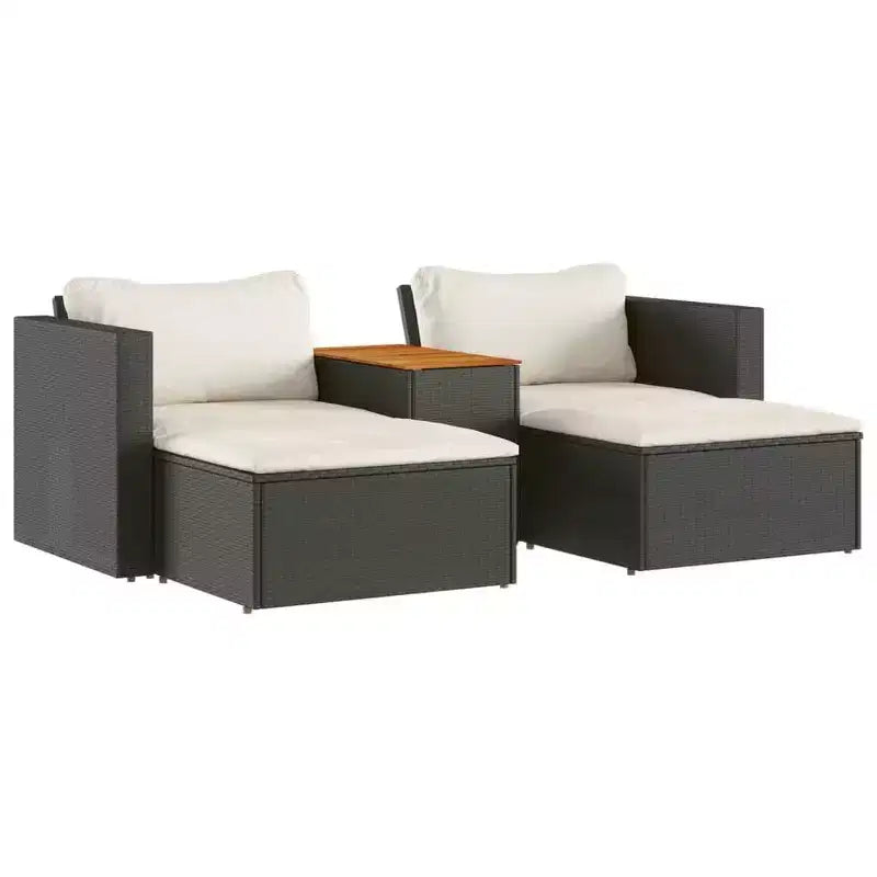 vidaXL Patio Sofa Set with Cushions Garden 5 Piece Poly Rattan Acacia
