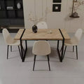 GDFStudio Kavya Modern 5 Piece Wood and Metal Dining Table Set with 4 Suede Leather Upholstered Chairs