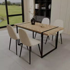 Ensemble de table à manger GDFStudio Kavya moderne 5 pièces en bois et métal avec 4 chaises rembourrées en cuir suédé