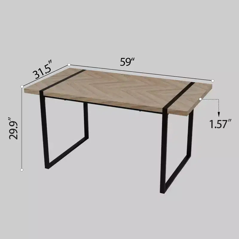 Ensemble de table à manger GDFStudio Kavya moderne 5 pièces en bois et métal avec 4 chaises rembourrées en cuir suédé