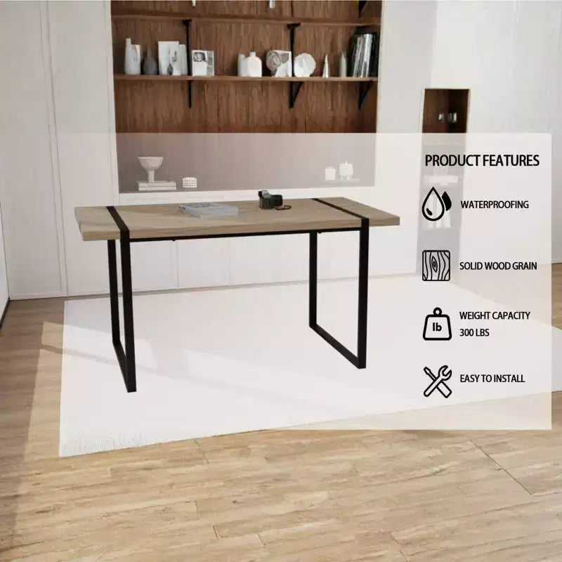 Ensemble de table à manger GDFStudio Kavya moderne 5 pièces en bois et métal avec 4 chaises rembourrées en cuir suédé