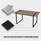 Ensemble de table à manger GDFStudio Kavya moderne 5 pièces en bois et métal avec 4 chaises rembourrées en cuir suédé