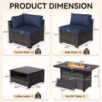 Ensemble de patio 4 pièces UPTIOT : Canapé d'angle, table brasero grise et table basse en verre trempé pour une détente ultime en extérieur