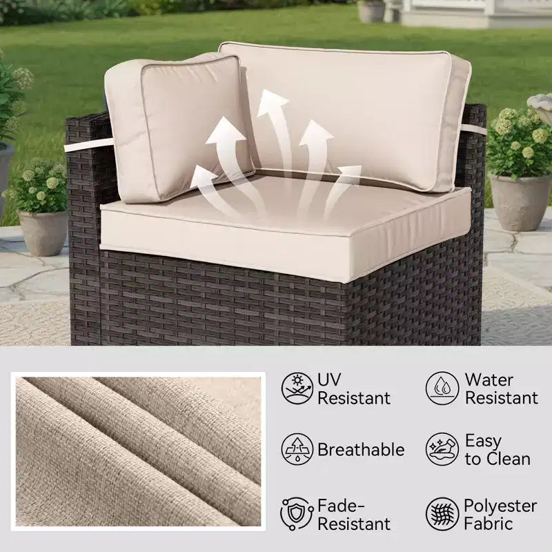 Ensemble de patio 4 pièces UPTIOT : Canapé d'angle, table brasero grise et table basse en verre trempé pour une détente ultime en extérieur