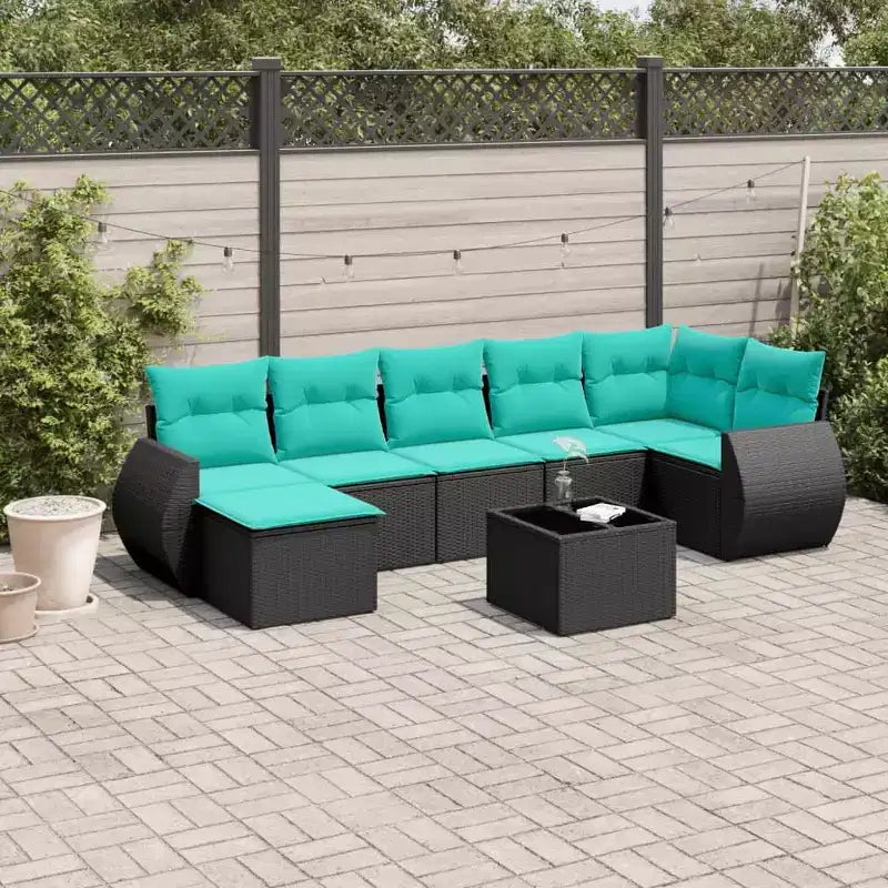 vidaXL Salon de jardin avec table noir et bleu