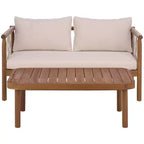 Sabrina Bench & Table Patio Set - Indoor/Outdoor - PAT6810 - Teak Brown/Cream - Safavieh