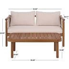 Ensemble patio banquette et table Sabrina - Intérieur/Extérieur - PAT6810 - Teck brun/Crème - Safavieh