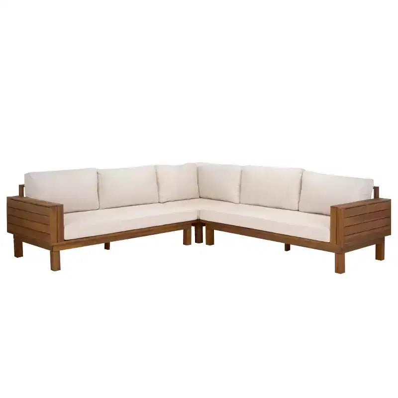 Ensemble de conversation d'extérieur 4 pièces en acacia Napol avec coussins – Intérieur/Extérieur – PAT6806 – Safavieh