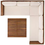 Ensemble de conversation d'extérieur 4 pièces en acacia Napol avec coussins – Intérieur/Extérieur – PAT6806 – Safavieh