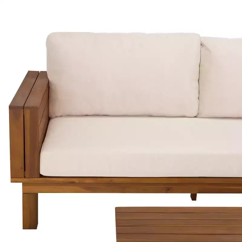 Ensemble de conversation d'extérieur 4 pièces en acacia Napol avec coussins – Intérieur/Extérieur – PAT6806 – Safavieh