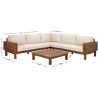 Ensemble de conversation d'extérieur 4 pièces en acacia Napol avec coussins – Intérieur/Extérieur – PAT6806 – Safavieh