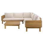 Ensemble de conversation d'extérieur 4 pièces en acacia Napol avec coussins – Intérieur/Extérieur – PAT6806 – Safavieh