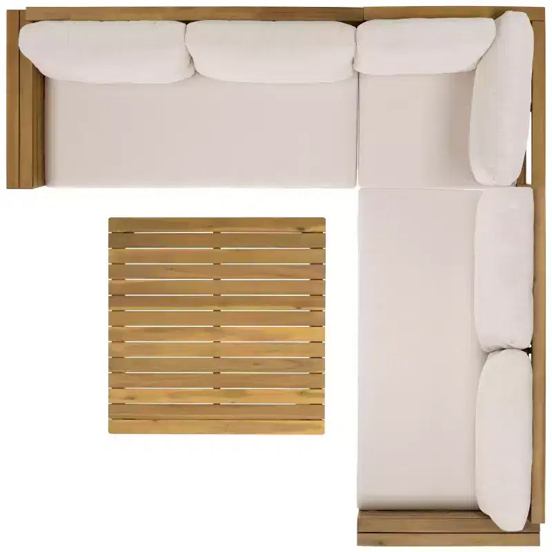 Ensemble de conversation d'extérieur 4 pièces en acacia Napol avec coussins – Intérieur/Extérieur – PAT6806 – Safavieh