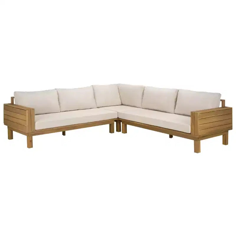 Ensemble de conversation d'extérieur 4 pièces en acacia Napol avec coussins – Intérieur/Extérieur – PAT6806 – Safavieh