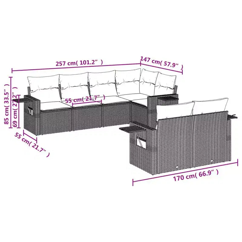 vidaXL Salon de jardin modulaire élégant avec coussins de différentes couleurs
