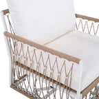 Ensemble de conversation d'extérieur 3 pièces pour 2 personnes, mobilier de jardin avec 2 chaises longues, table d'appoint en verre, coussin imperméable - ModernLuxe