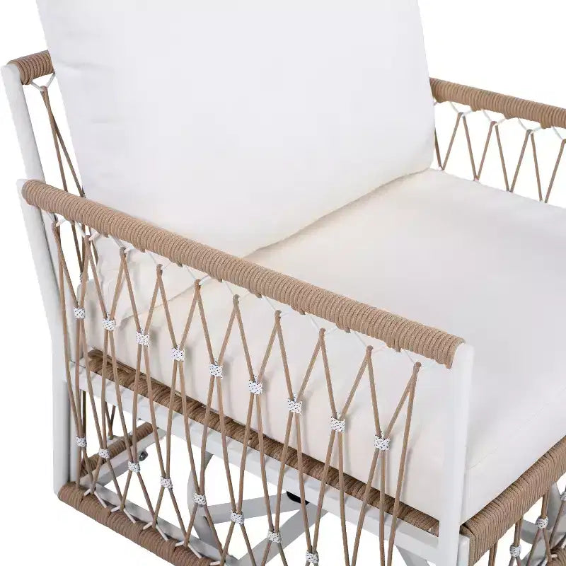 Ensemble de conversation d'extérieur 3 pièces pour 2 personnes, mobilier de jardin avec 2 chaises longues, table d'appoint en verre, coussin imperméable - ModernLuxe