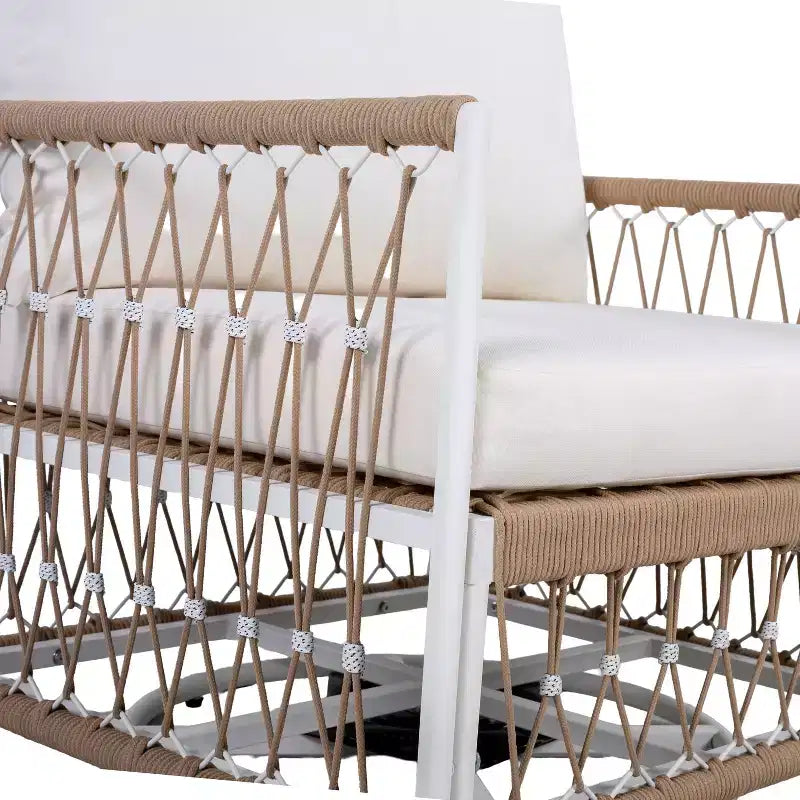 Ensemble de conversation d'extérieur 3 pièces pour 2 personnes, mobilier de jardin avec 2 chaises longues, table d'appoint en verre, coussin imperméable - ModernLuxe