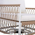 Ensemble de conversation d'extérieur 3 pièces pour 2 personnes, mobilier de jardin avec 2 chaises longues, table d'appoint en verre, coussin imperméable - ModernLuxe