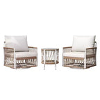 Ensemble de conversation d'extérieur 3 pièces pour 2 personnes, mobilier de jardin avec 2 chaises longues, table d'appoint en verre, coussin imperméable - ModernLuxe
