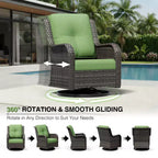 UPTIOT Salon de Jardin Extérieur Double Premium avec Fauteuils Pivotants et Ottomans Convertibles